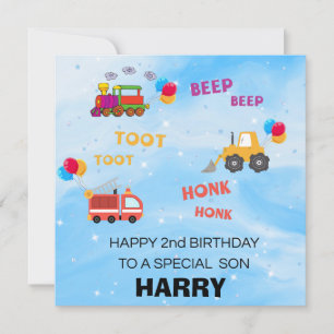 2nd Birthday Card for Boy Son Grandson, Brother