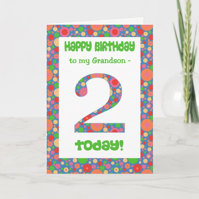 2nd Birthday Card for Grandson, Bright and Bubbly (Front)