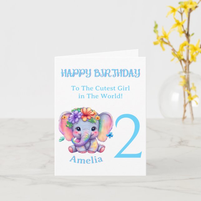 2nd Birthday Card | Template Happy Birthday Card (Yellow Flower)