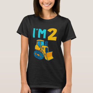 2nd Birthday Cartoon Crawler Bulldozer Tractor I'm T-Shirt