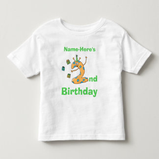 2nd birthday cartoon. Custom Name. Toddler T-Shirt