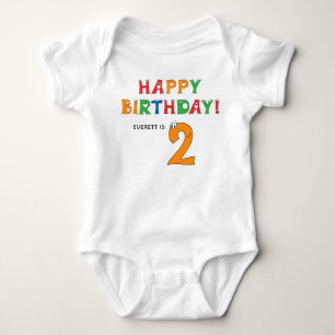 2nd Birthday Colourful Alphabet with First Name Baby Bodysuit