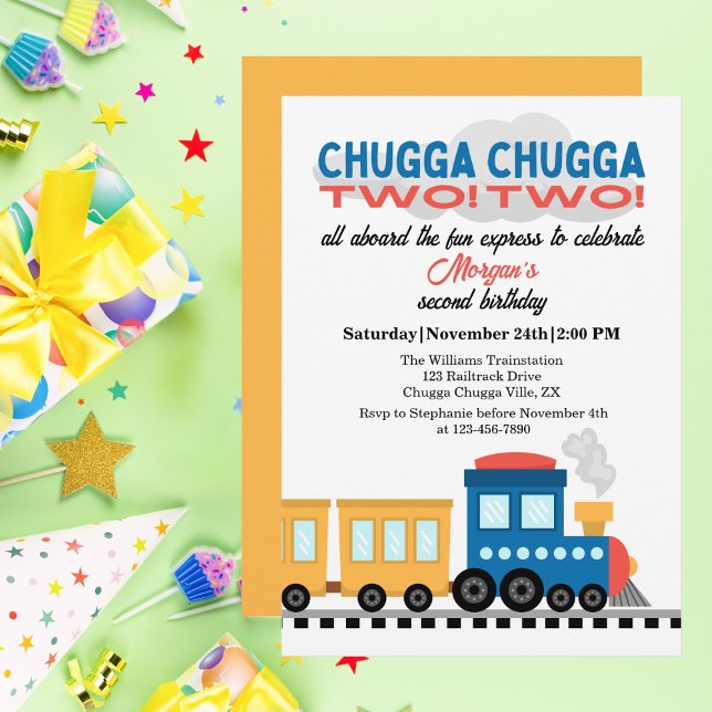 2nd Birthday Colourful Cartoon Train  Invitation (Creator Uploaded)