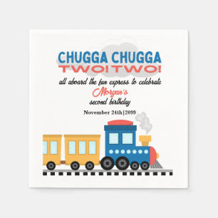 2nd Birthday Colourful Cartoon Train  Napkin