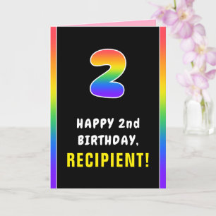 2nd Birthday: Colourful Rainbow # 2, Custom Name Card