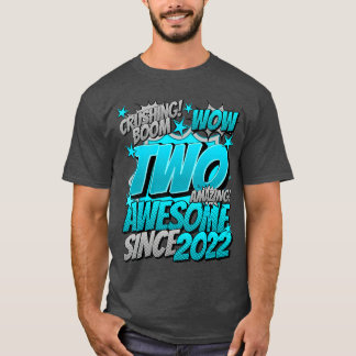 2nd Birthday Comic Style Awesome Since 2022 2 Year T-Shirt