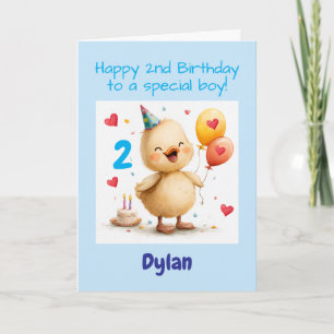2nd Birthday Congratulations Boy, Duckling, Custom Card