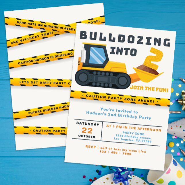 2nd Birthday Construction Party Invitation  (2nd Birthday Party Invite)