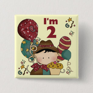 2nd Birthday Cowboy T-shirts and Gifts 15 Cm Square Badge
