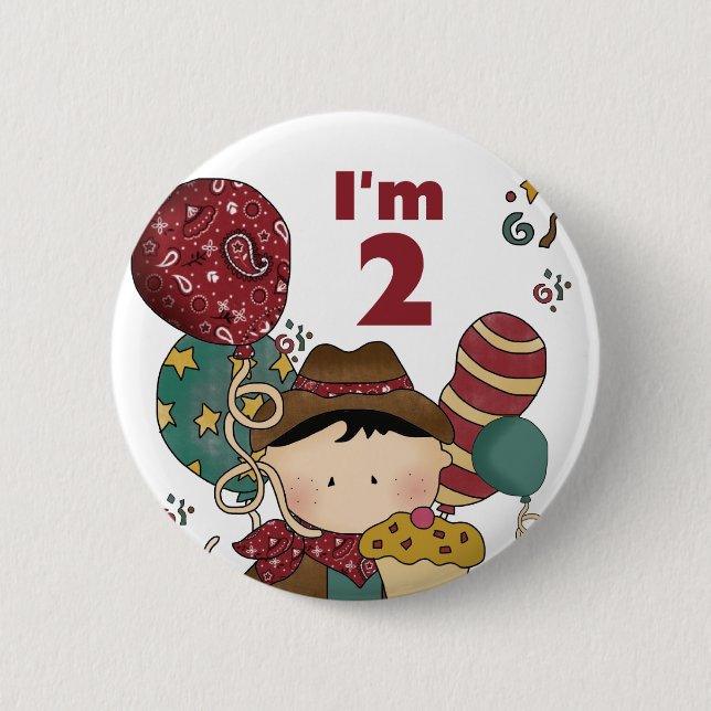 2nd Birthday Cowboy T-shirts and Gifts 6 Cm Round Badge (Front)
