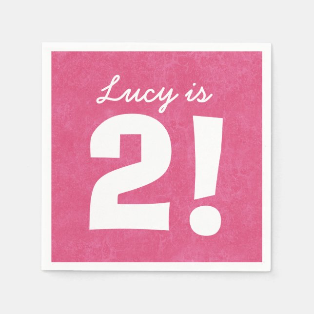 2nd Birthday Custom Name Pink White for GIRL B02Z Napkin (Front)