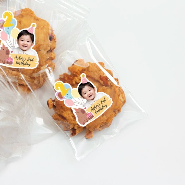 2nd Birthday Custom Sticker Capybara Party Favour (Creator Uploaded)