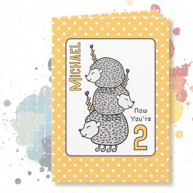  2nd Birthday Cute Cartoon for Kids Funny Hedgehog Card (Creator Uploaded)