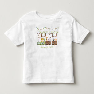 2nd Birthday Cute Chugga Watercolor Animal Train Toddler T-Shirt