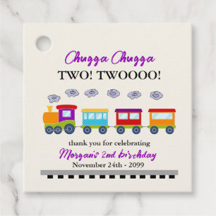 2nd Birthday Cute Colourful Train  Favour Tags