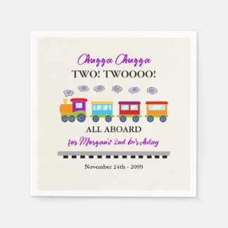 2nd Birthday Cute Colourful Train Napkin