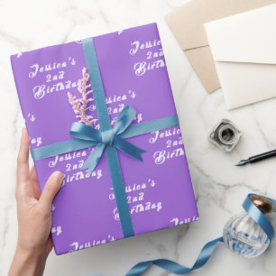 2nd Birthday Cute Girly Purple Simple Violet Girl Wrapping Paper