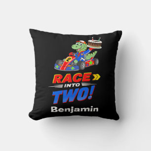 2nd Birthday Dinosaur Race Car Ready Set Cushion