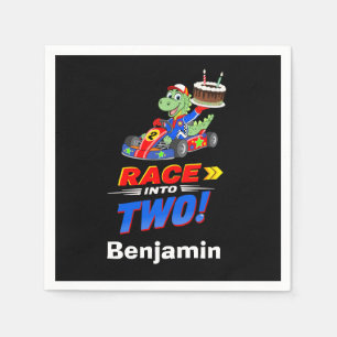 2nd Birthday Dinosaur Race Car Ready Set  Napkin