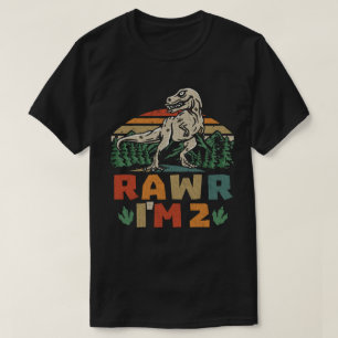 2nd Birthday Dinosaur T Rex Rawr I'm 2 For Boys T-Shirt
