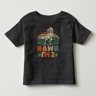 2nd Birthday Dinosaur T Rex Rawr I'm 2 For Boys Toddler T-Shirt