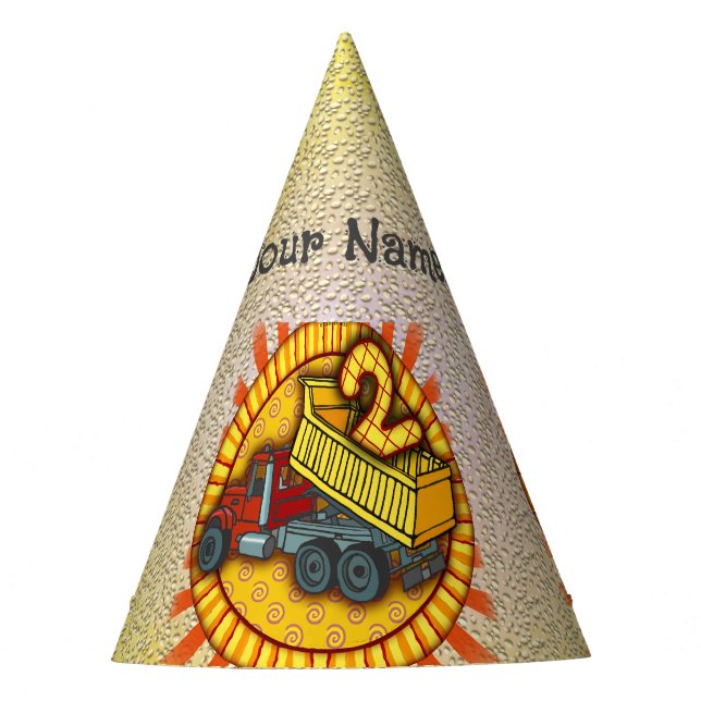 2nd Birthday Dump Truck  party hat (Front)