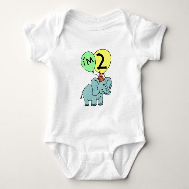 2nd Birthday Elephant Baby Bodysuit (Front)