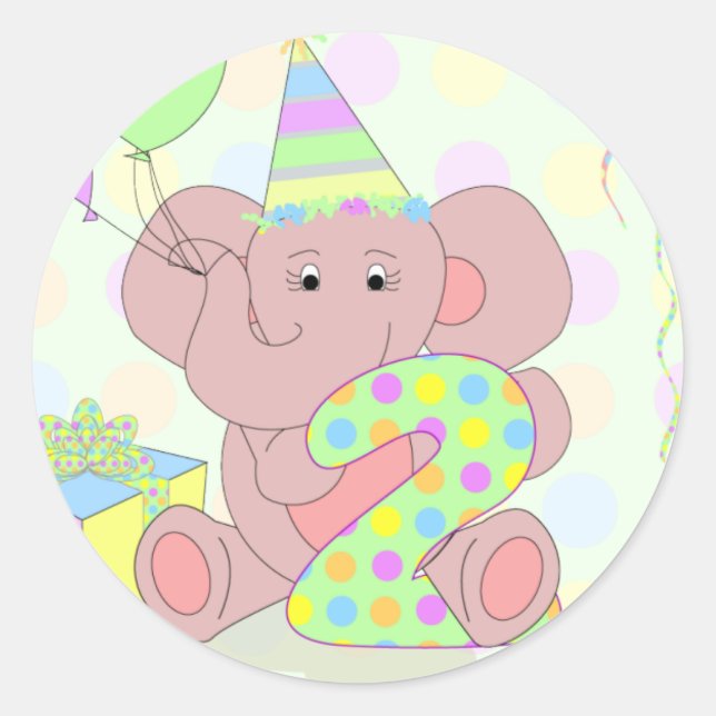 2nd Birthday Elephant Sticker (Front)