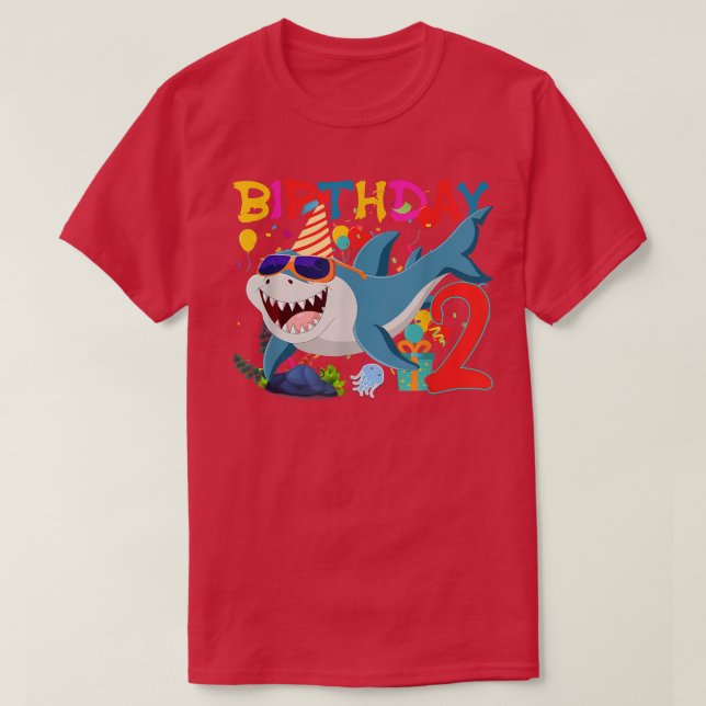 2nd Birthday Family Shark Kids Two Two  T-Shirt (Design Front)