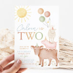 2nd Birthday Farm Animals Barnyard Party Boys Invitation<br><div class="desc">Barnyard Farm Animals 2nd Birthday Party - A cute farm themed 2nd birthday invitation for your little boys birthday party. Our design features cute watercolour cow,  pig,  sheep and duck with balloons,  sun,  flowers and butterflies in earthy red,  mustard and green tones.</div>