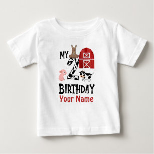 2nd Birthday Farm Animals Personalised Baby T-Shirt