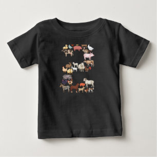 2nd Birthday Farm Animals Theme 2 Year Old Bday Baby T-Shirt