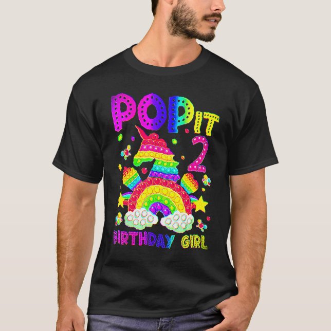 2nd Birthday Fidget Toy Pop It Birthday Girl 2 Yea T-Shirt (Front)