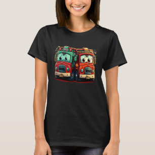 2nd Birthday Firefighter Fireman Two Fire Trucks 2 T-Shirt