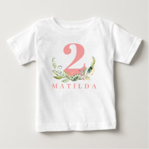 2nd birthday foliage + floral age number baby T-Shirt