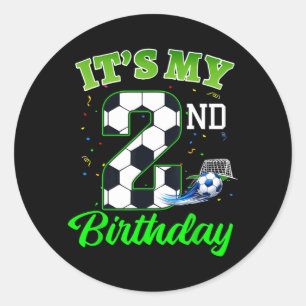 2nd Birthday Football Boy Girl Kids Soccer Sports Classic Round Sticker