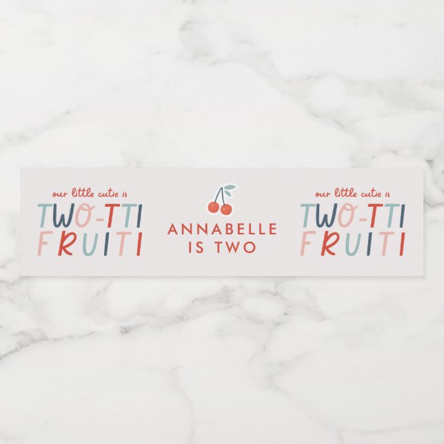 2nd birthday fruit red summer children's party  water bottle label (Single Label)