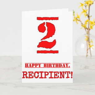 2nd Birthday: Fun, Red Rubber Stamp Inspired Look Card