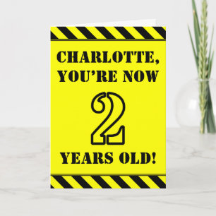 2nd Birthday: Fun Stencil Style Text, Custom Name Card