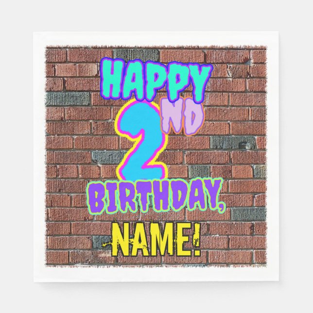 2nd Birthday ~ Fun, Urban Graffiti Inspired Look Napkin (Front)
