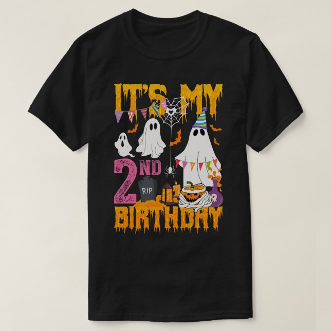 2nd Birthday Ghost Pumpkin Halloween Costume T-Shirt (Design Front)