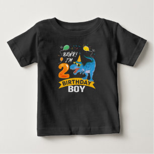 2nd Birthday Gift Boy T Rex Dinosaur 2 Year Old Baby T-Shirt