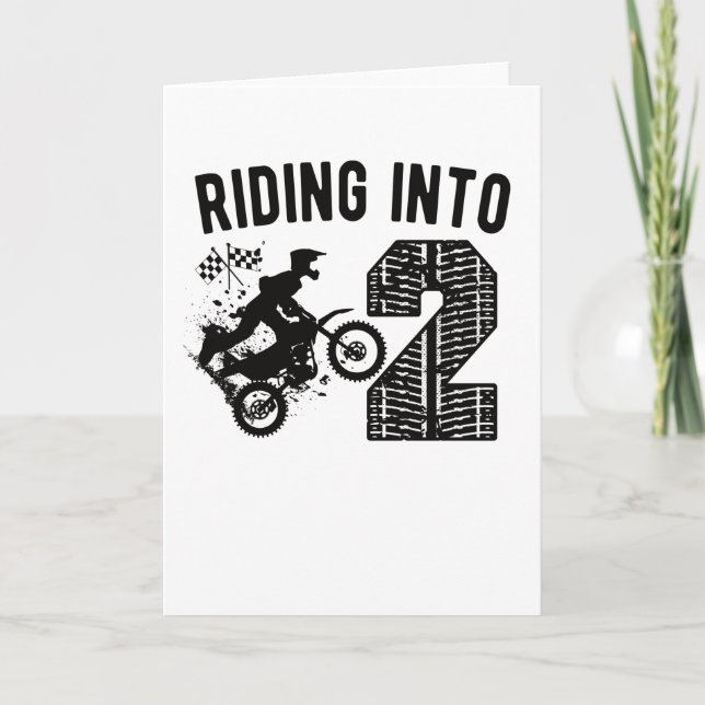 2nd Birthday Gift Dirt Bike 2 Years Old Motocross Card (Front)