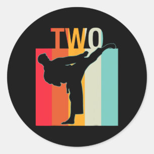 2nd Birthday Gift Karate Retro Taekwondo Martial A Classic Round Sticker