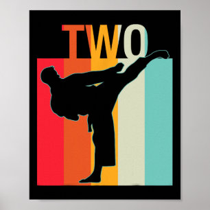 2nd Birthday Gift Karate Retro Taekwondo Martial A Poster