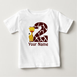 2nd Birthday Giraffe Personalised Shirt