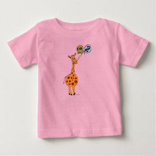 2nd Birthday Giraffe with Balloons Baby T-Shirt