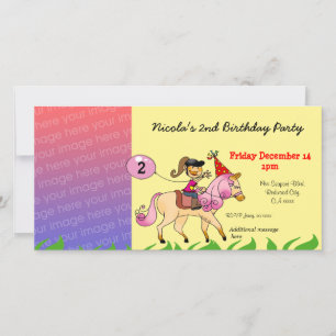 2nd birthday girl party invitations (pink pony)