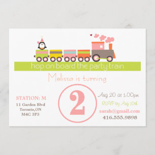 2nd Birthday Girl Train Invitation