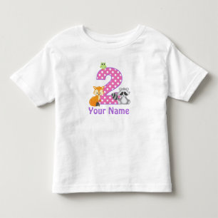 2nd Birthday Girl Woodland Animal Personalised Toddler T-Shirt